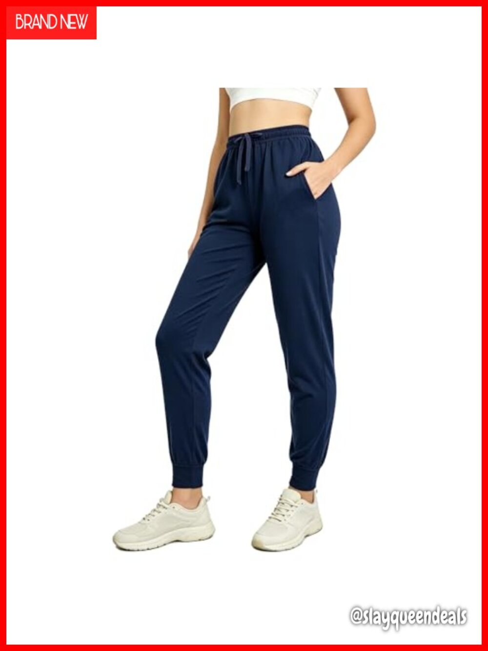 Women's High Waist Tapered Joggers Sweatpants 4-Way Stretch Pockets